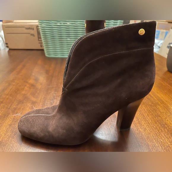 Franco Sarto Women's Ankle Boots Booties Brown High Heel Suede Size 7M - Picture 5 of 10